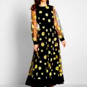 Modcloth BeMyGuest Maxi Daisy Tulle Dress Black S